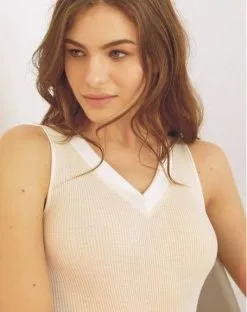 Débardeur Oscalito Plissé Bord Satin 4247 (Champagne)