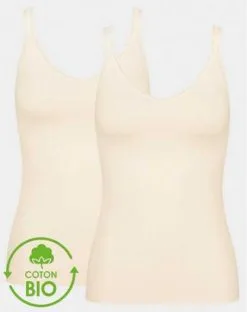 Lot De 2 Débardeurs Bretelles Spaghettis Sloggi GO (Coton Bio) Poudré