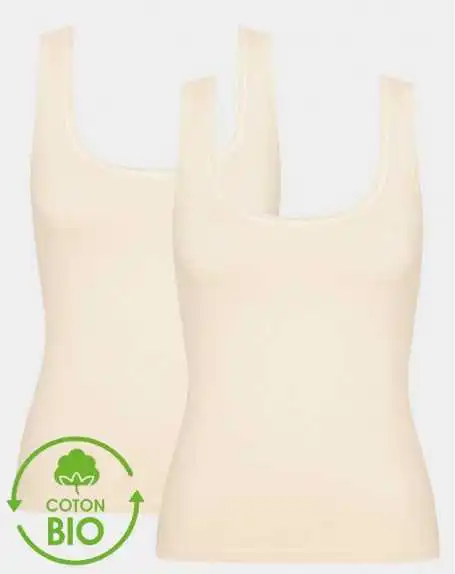 Lot De 2 Débardeurs Sloggi GO (Coton Bio) Poudré 3 Lot De 2 Débardeurs Sloggi GO (Coton Bio) Poudré