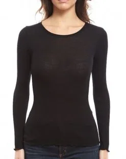 Maillot De Corps Col Rond Laine & Soie Oscalito 3446R (Noir)