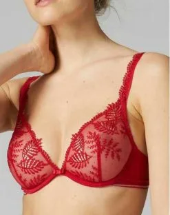 Simone Perele Soutien-gorge Triangle Simone Pérèle Bloom (Rouge Opéra) -Soutien Gorge Soldes soutien gorge triangle simone perele bloom rouge opera 1