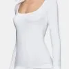 T-shirt Col Rond Manches Longues Impetus (Blanc) -Soutien Gorge Soldes t shirt col rond manches longues impetus blanc