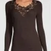 Top Manches Longues Macramé Oscalito 6664 (Chocolat) -Soutien Gorge Soldes top manches longues macrame oscalito 6664 chocolat