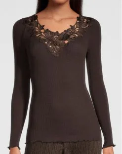 Top Manches Longues Macramé Oscalito 6664 (Chocolat)