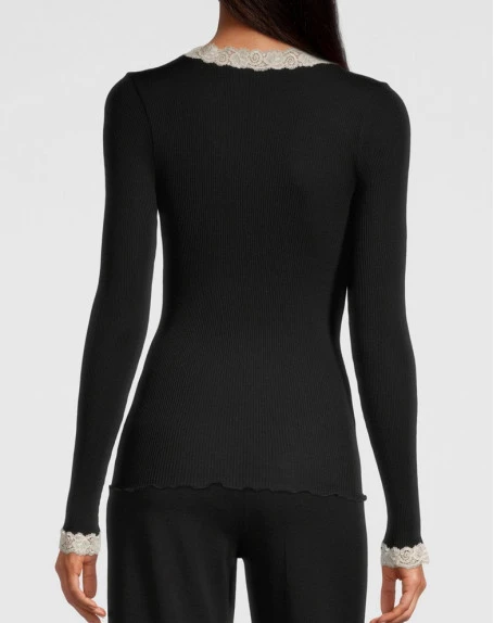 Top Manches Longues Oscalito 3404 (Black Beige) 4 Top Manches Longues Oscalito 3404 (Black Beige) – Image 2