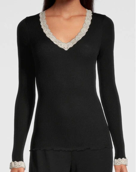 Top Manches Longues Oscalito 3404 (Black Beige) 3 Top Manches Longues Oscalito 3404 (Black Beige)